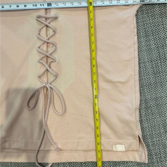 FENTY x PUMA REVOLVE Long Sleeve Graphic Lacing Oversize Hoody Cameo Rose  XS - Picture 6 of 6